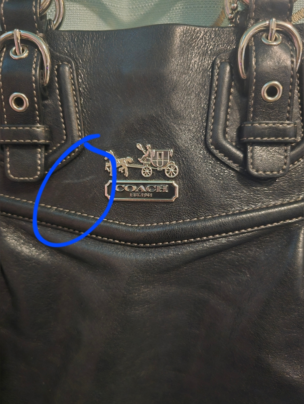 Coach Madison Collection Ashley Sofia Black Pebbled Leather Purse Satchel 14574 - Picture 9 of 12